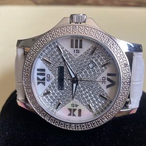Icetime International 10 Genuine Tiny Diamond Chips/Illusions Mens Watch! Beauty